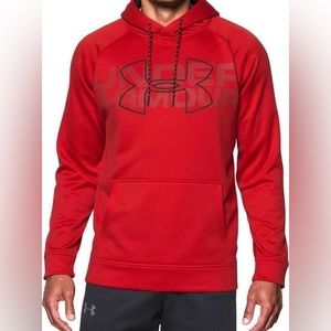 Under Armour UA Sweatshirt size Large Red Hoodie Storm Cold gear LOGO